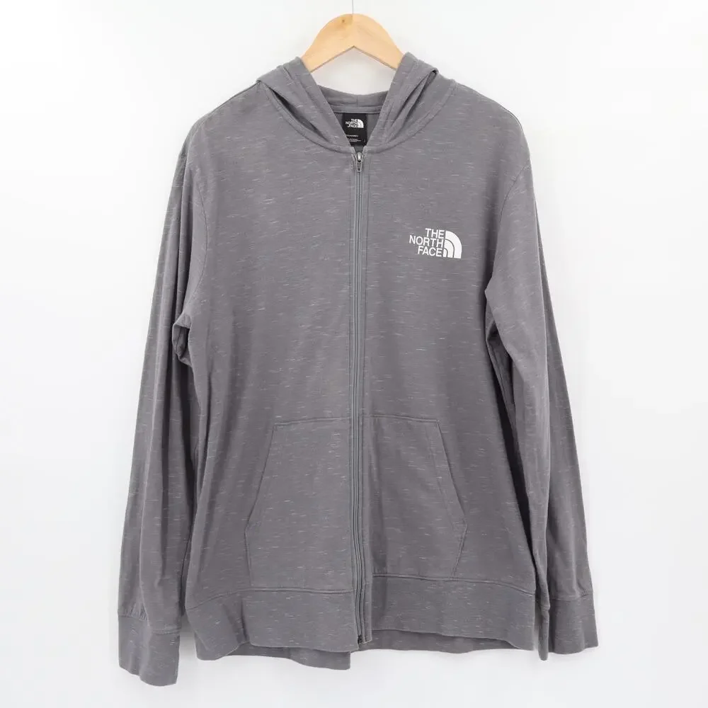The North Face Men's Full Zip Large Logo Grey Hoodie Sz L